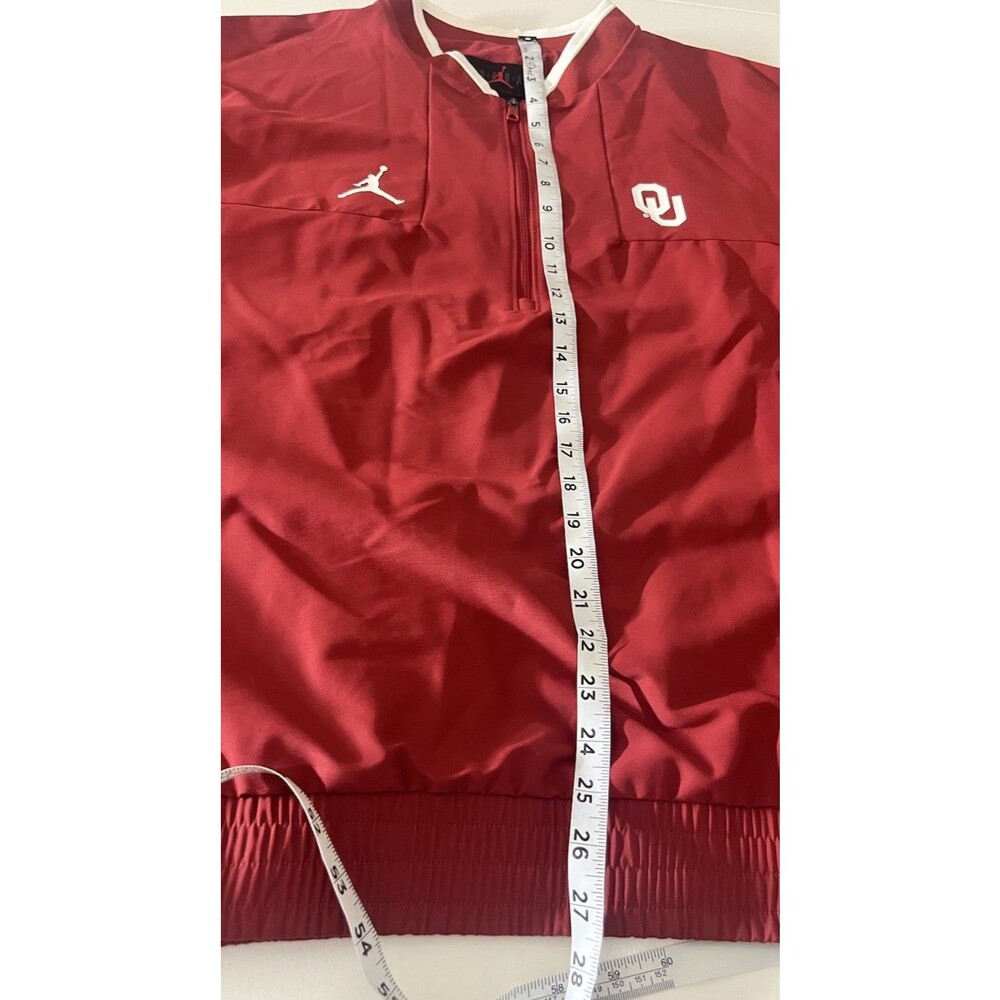 NWT Oklahoma Sooners Jordan Half Zip Pullover M Red NCAA Batters Jacket Warm Up - Picture 9 of 16